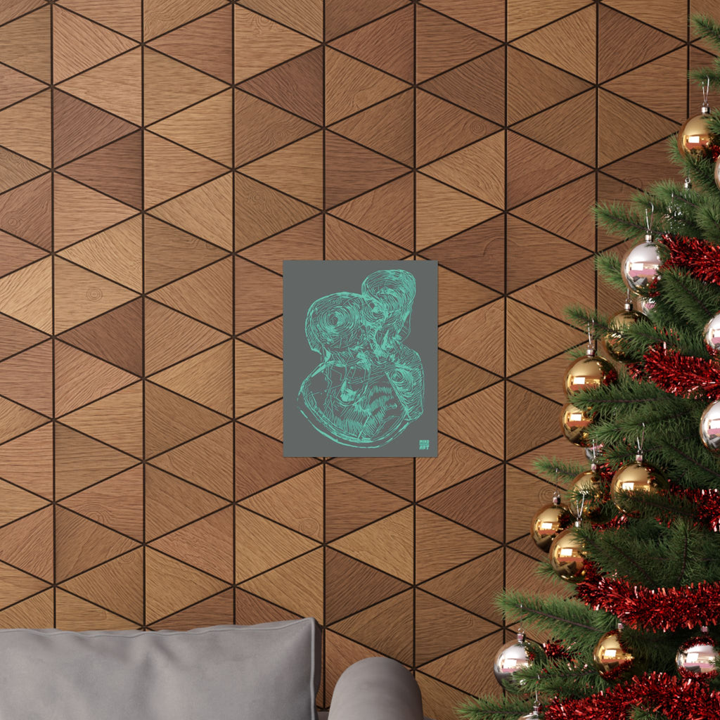 Curiosity (Teal, Dark Gray Background) Matte Poster
