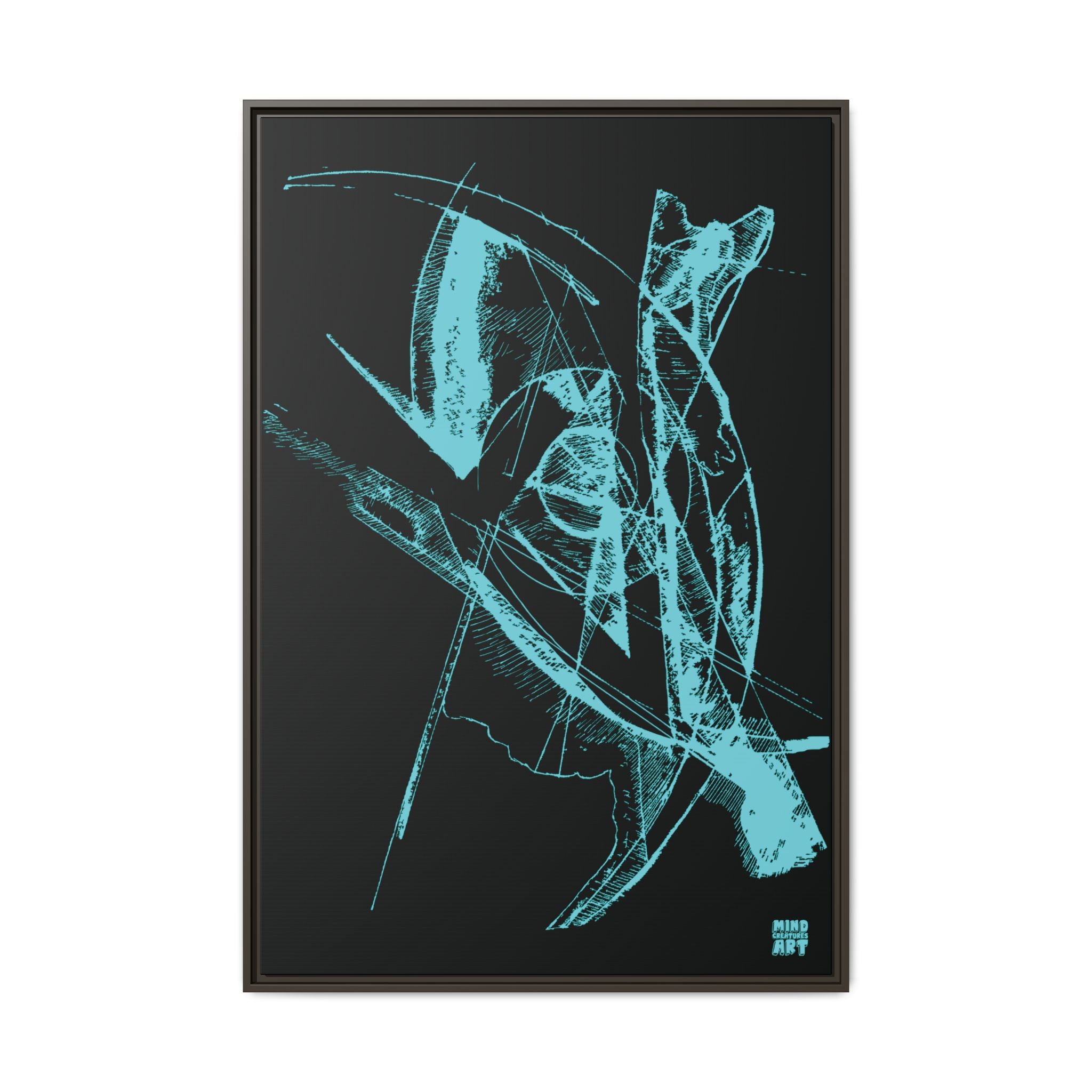 Watching (Aqua, Black Background) Matte Canvas, Framed