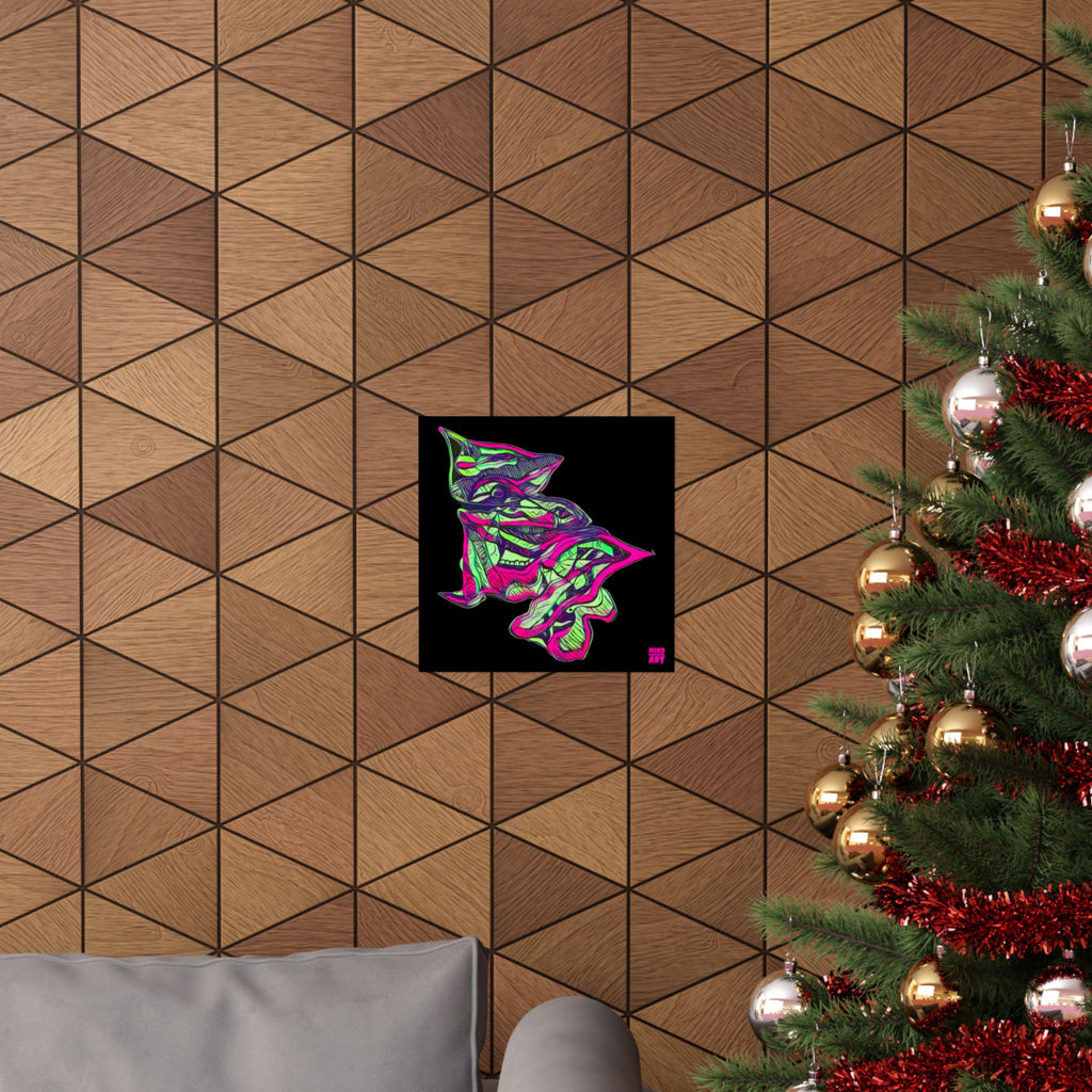 Cheshire (Pink & Green, Black Background) Matte Poster
