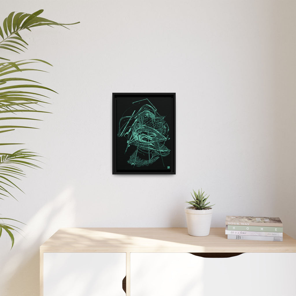 Dive Reflex (Teal, Black Background) Matte Canvas, Framed