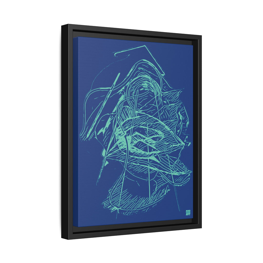 Dive Reflex (Teal, Dark Blue Background) Matte Canvas, Framed