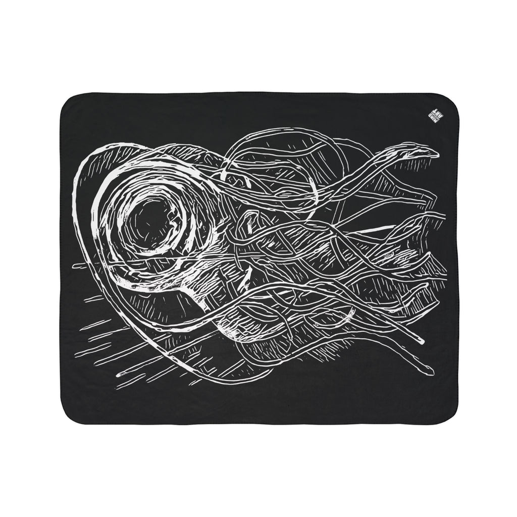 Jelly Jam (White, Black Background) Fleece Sherpa Blanket
