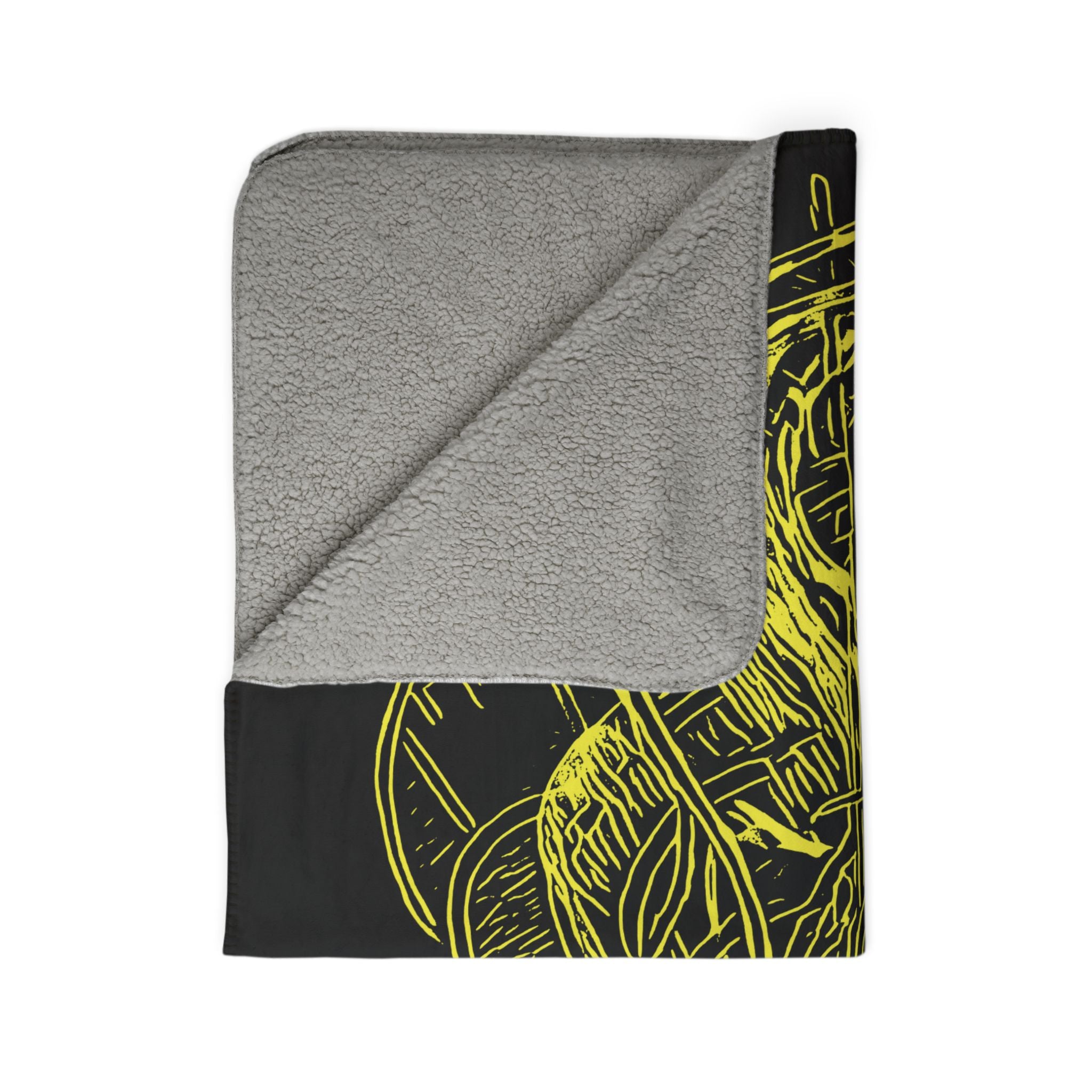 Jelly Jam (Yellow, Black Background) Fleece Sherpa Blanket