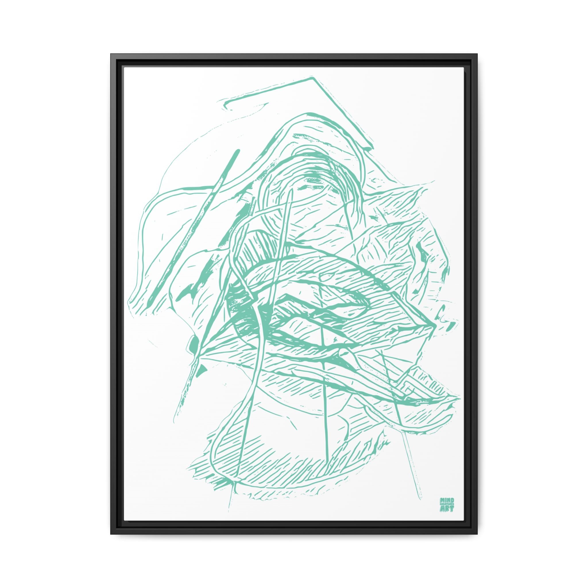 Dive Reflex (Teal, White Background) Matte Canvas, Framed