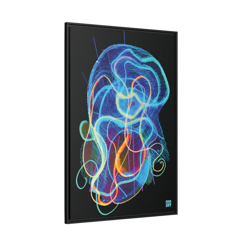 Davy Jones (Electric Blue, Black Background) Matte Canvas, Framed