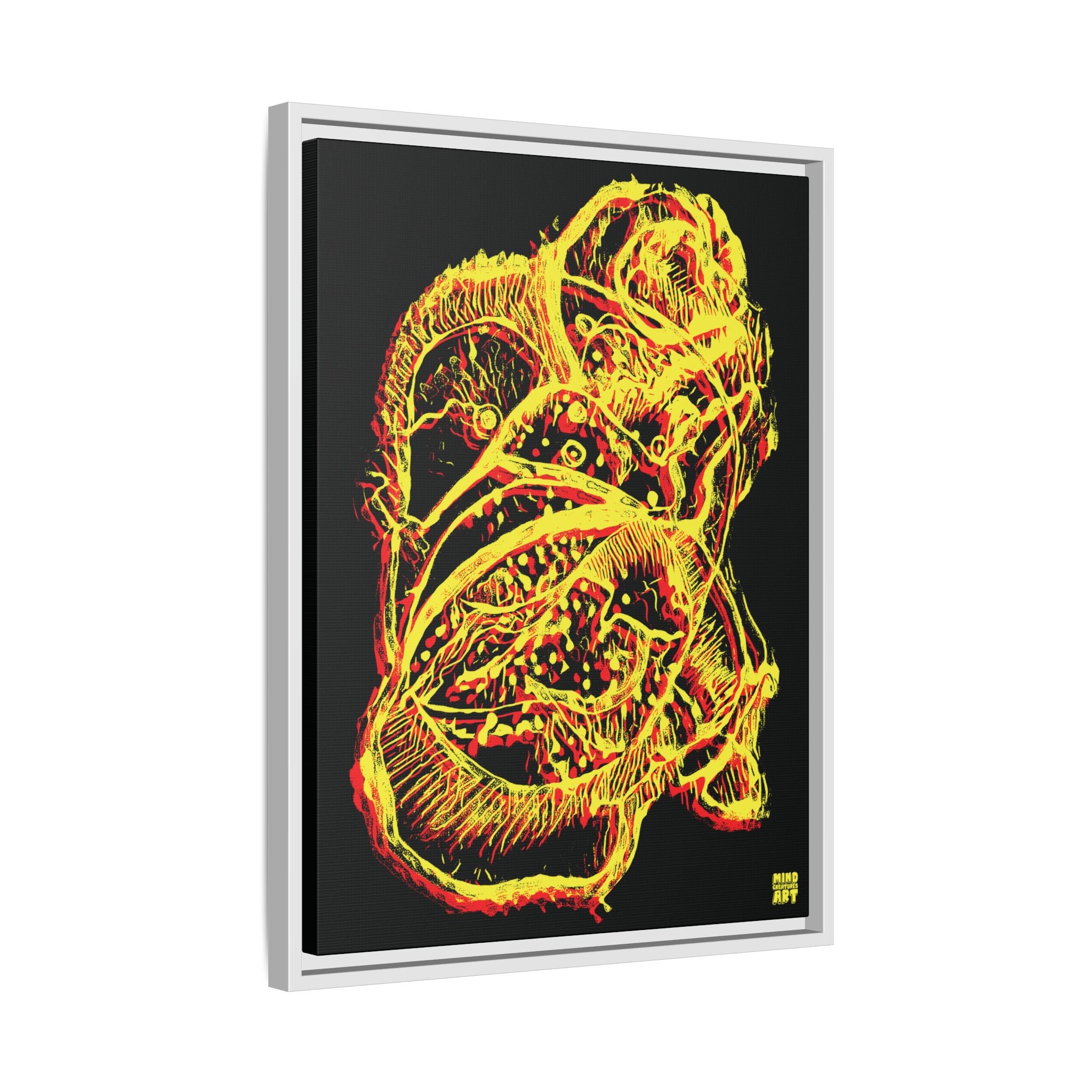 Exploration (Blur, Red & Yellow, Black Background) Matte Canvas, Framed