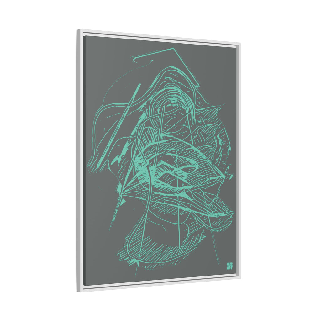 Dive Reflex (Teal, Dark Gray Background) Matte Canvas, Framed