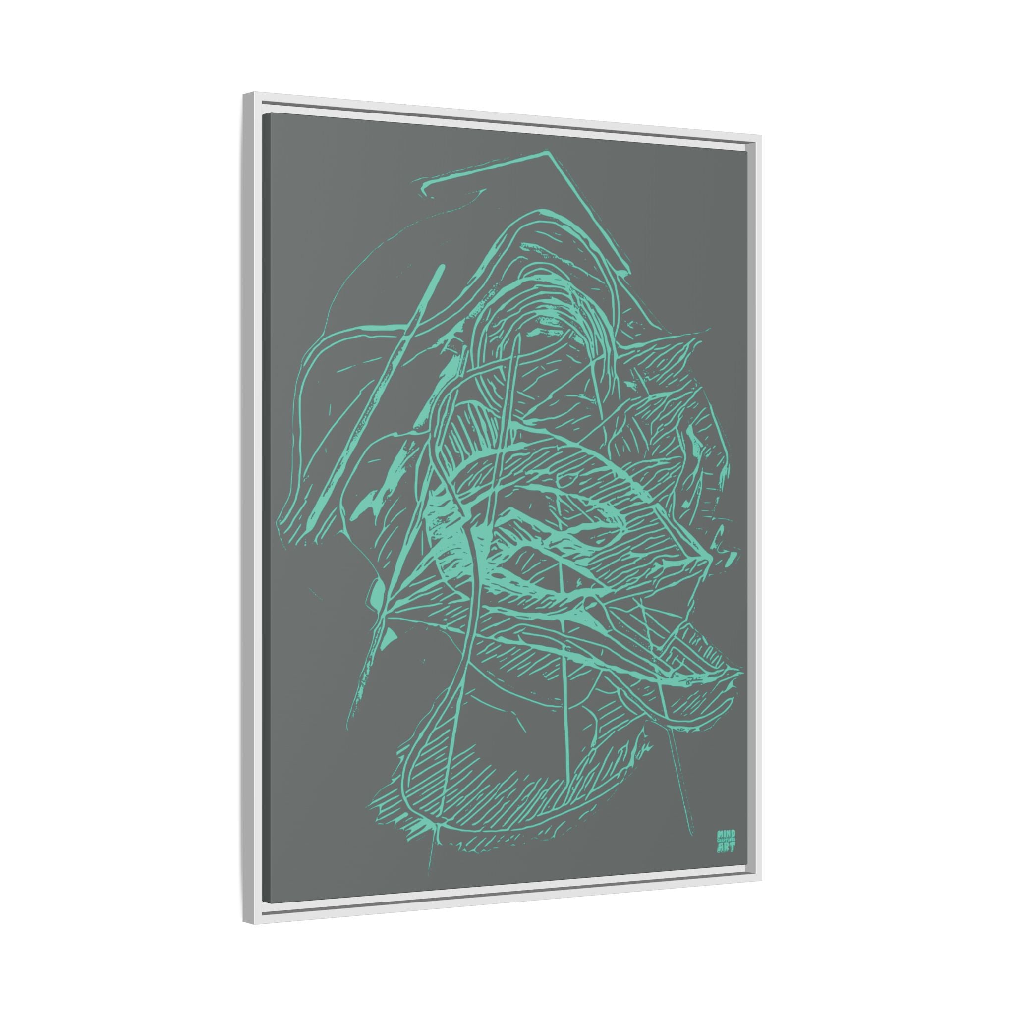 Dive Reflex (Teal, Dark Gray Background) Matte Canvas, Framed