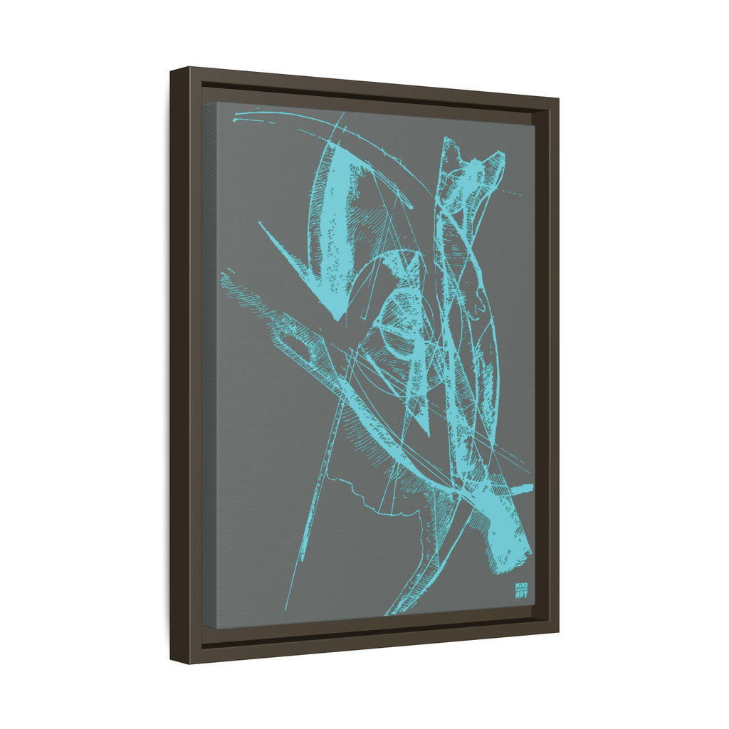 Watching (Aqua, Dark Gray Background) Matte Canvas, Framed