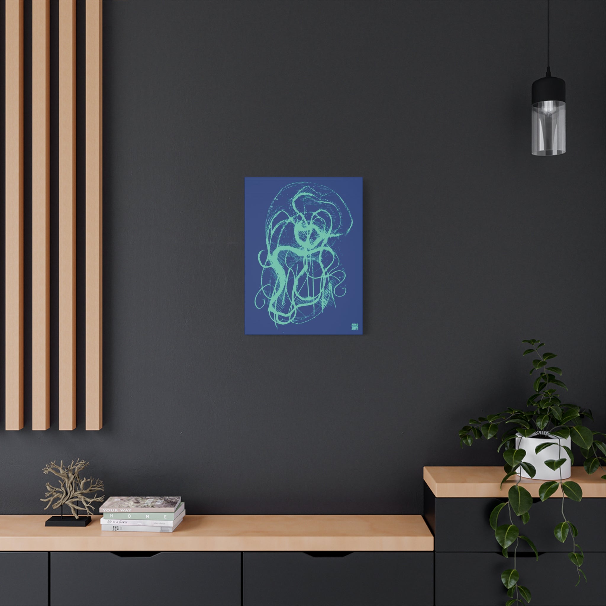 Davy Jones (Teal, Dark Blue Background) Matte Canvas, Stretched, 1.25"