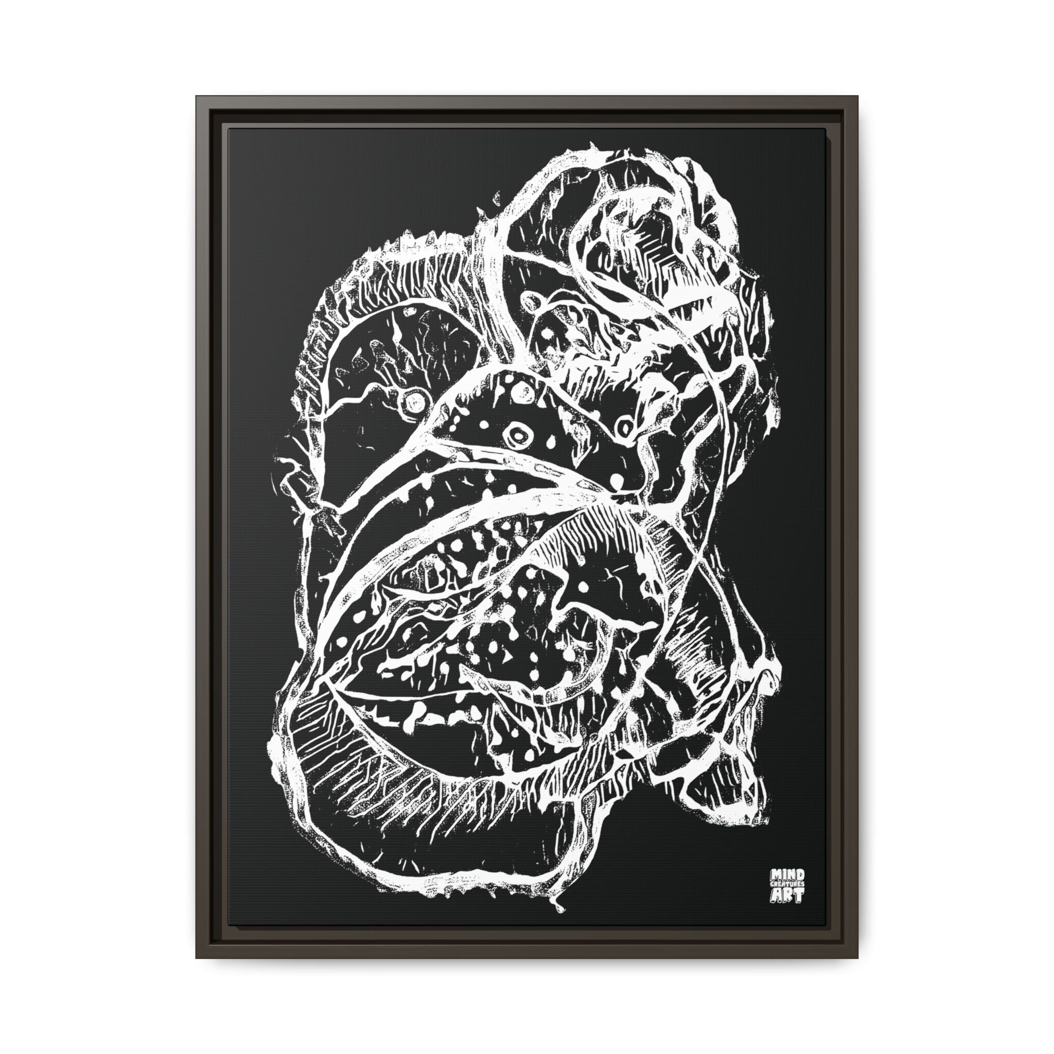 Exploration (White, Black Background) Matte Canvas, Framed