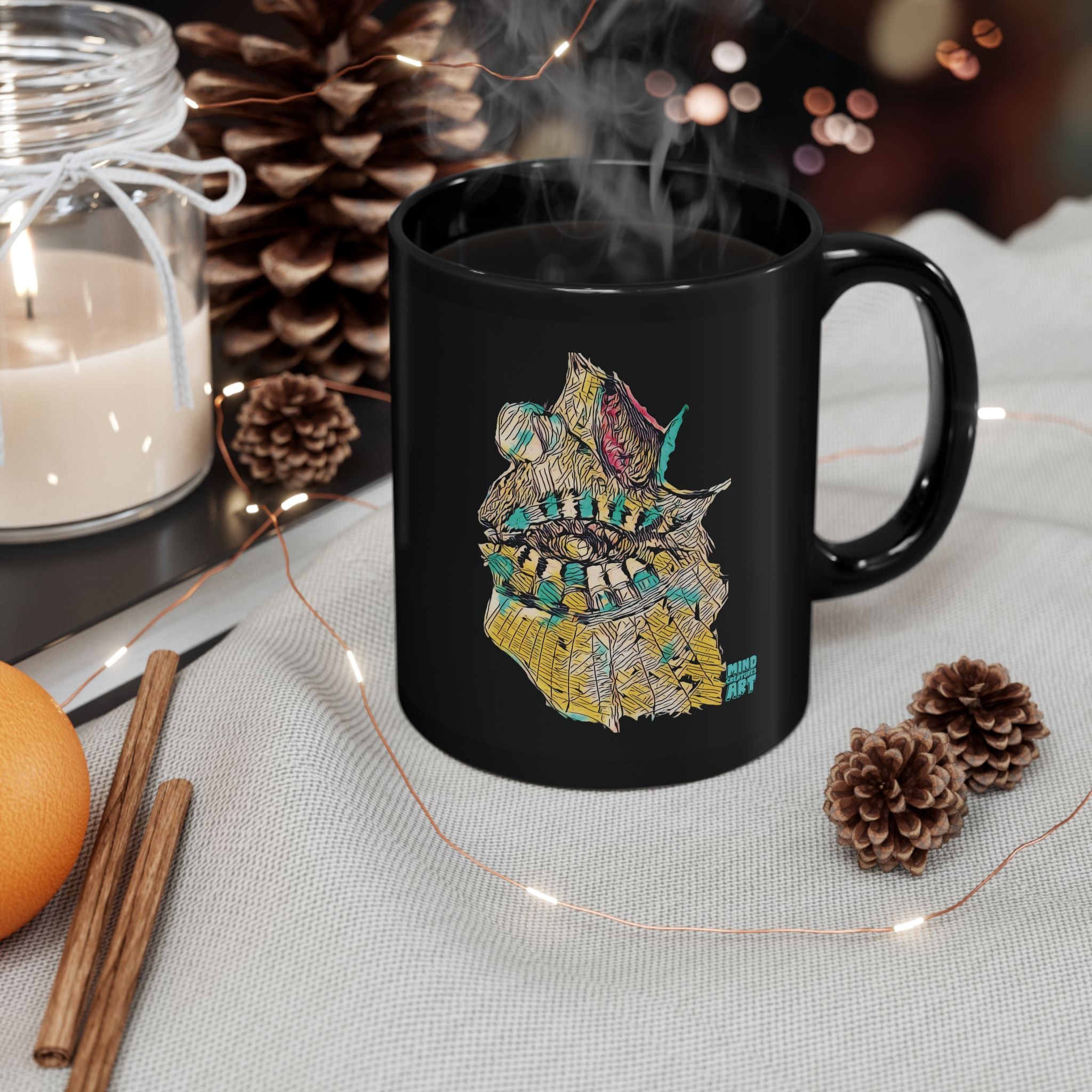 Hypnagogic (Gold) Black Ceramic Mug (11oz, 15oz)