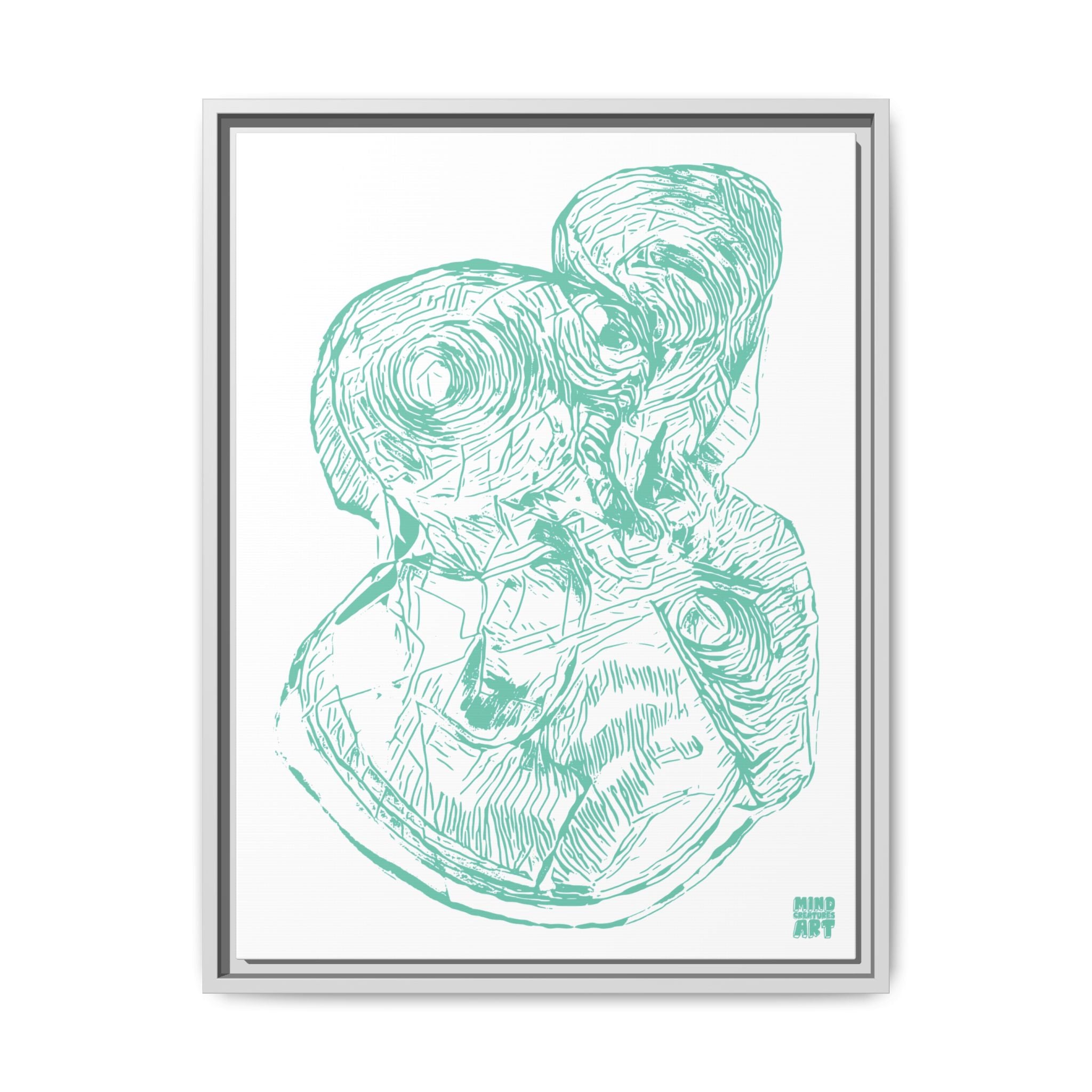 Curiosity (Teal, White Background) Matte Canvas, Framed