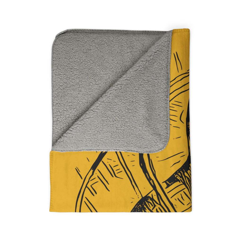 Jelly Jam (Black, Yellow Background) Fleece Sherpa Blanket