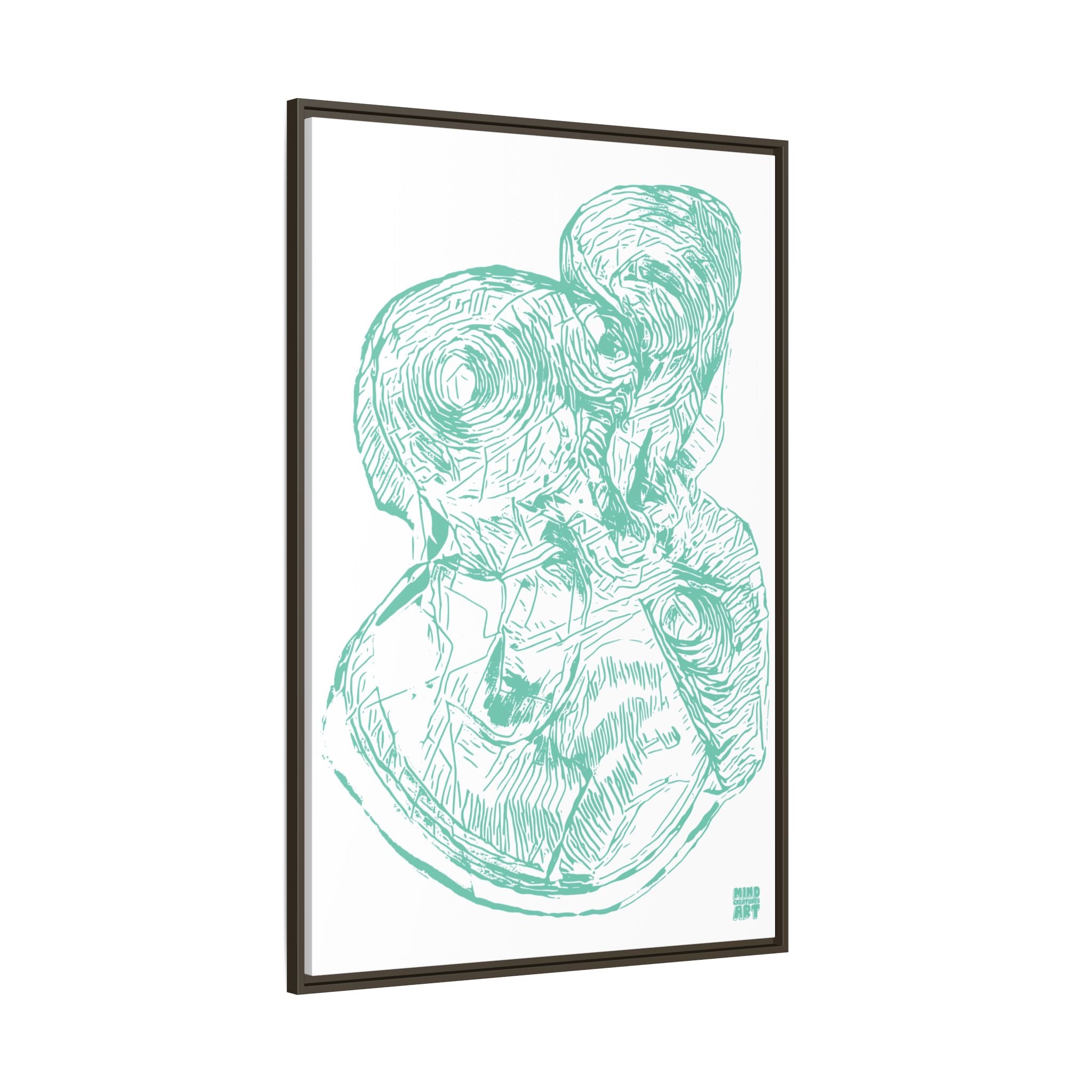 Curiosity (Teal, White Background) Matte Canvas, Framed