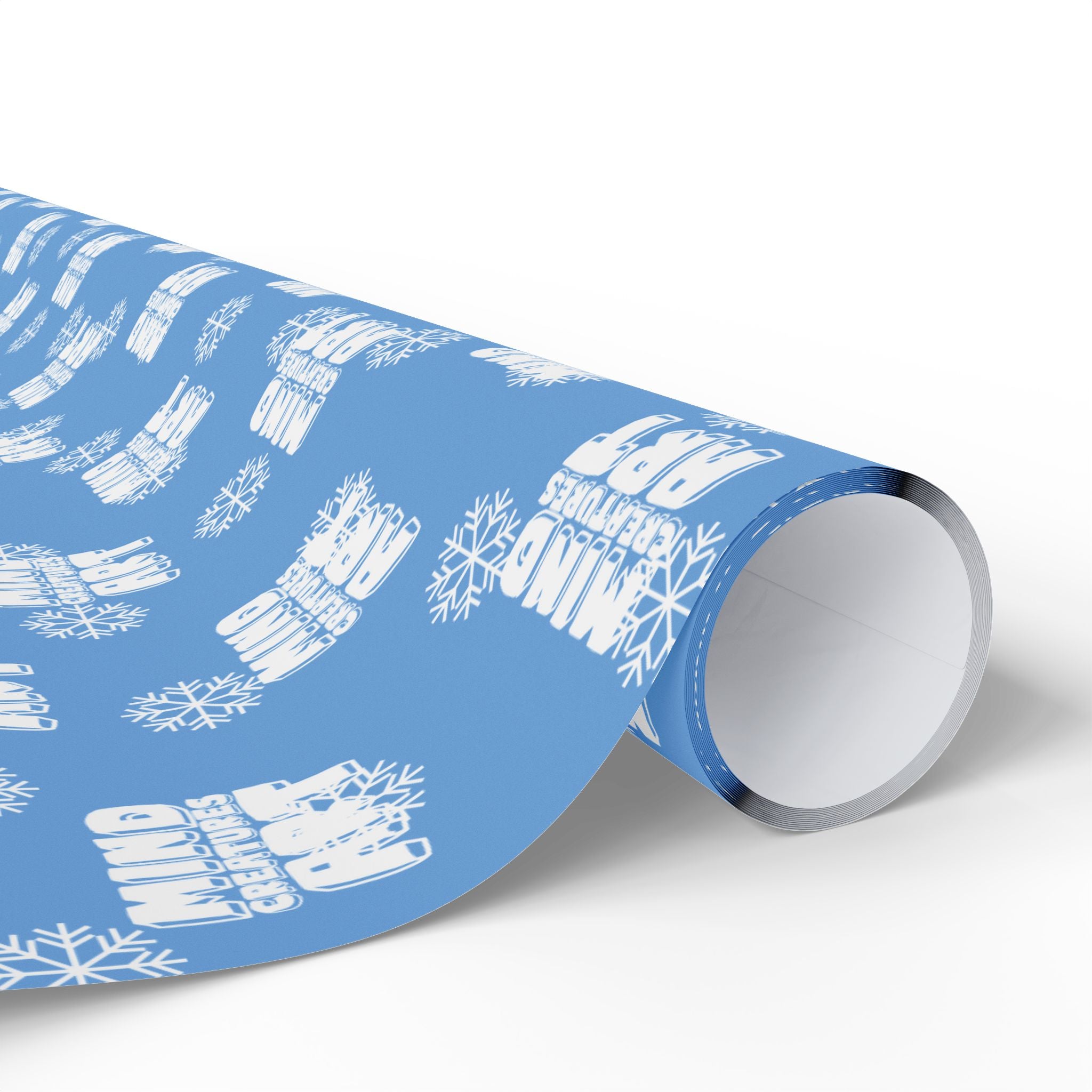 MCA Logo & Snowflake (White, Light Blue Background) Heavy Wrapping Paper