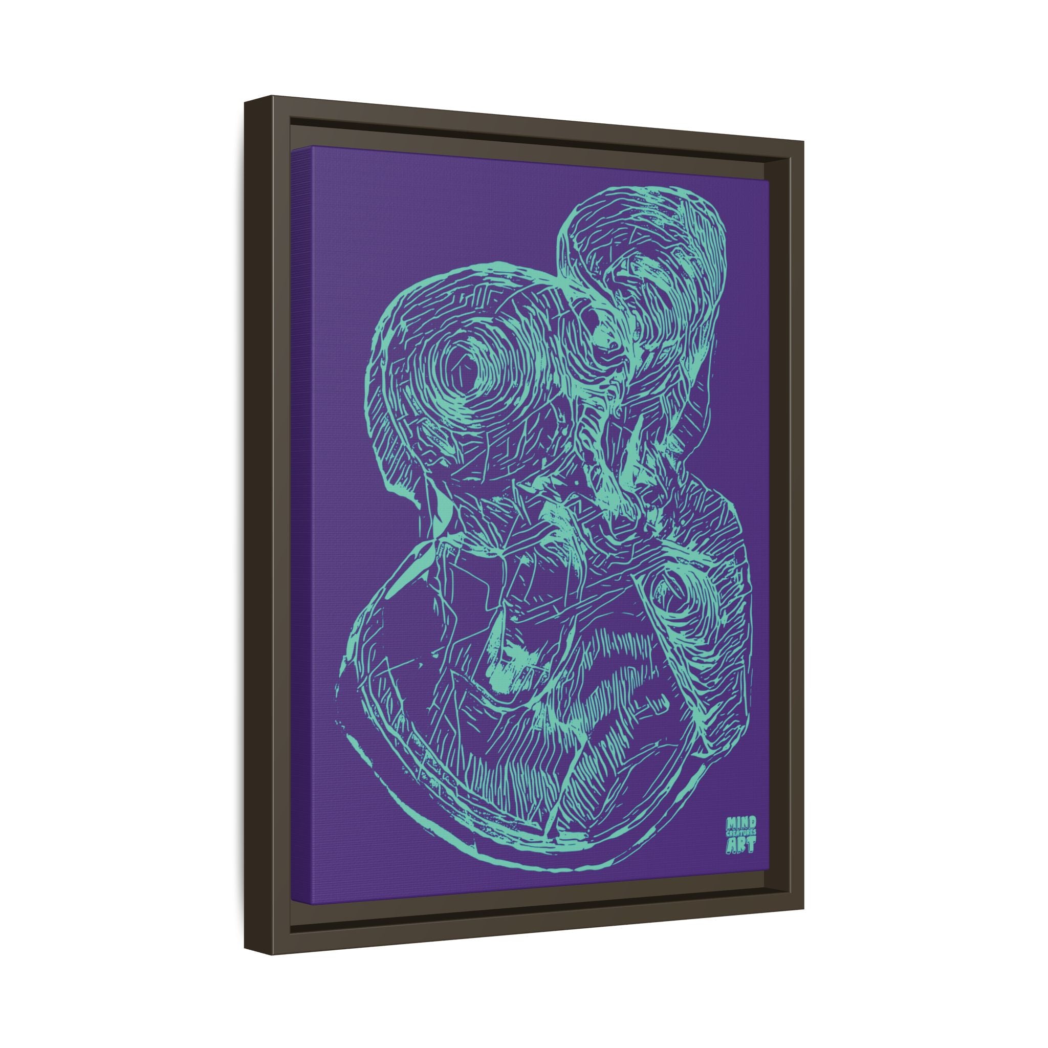 Curiosity (Teal, Purple Background) Matte Canvas, Framed