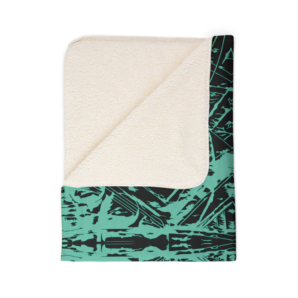 Love (Teal, Mirror, Black Background) Fleece Sherpa Blanket