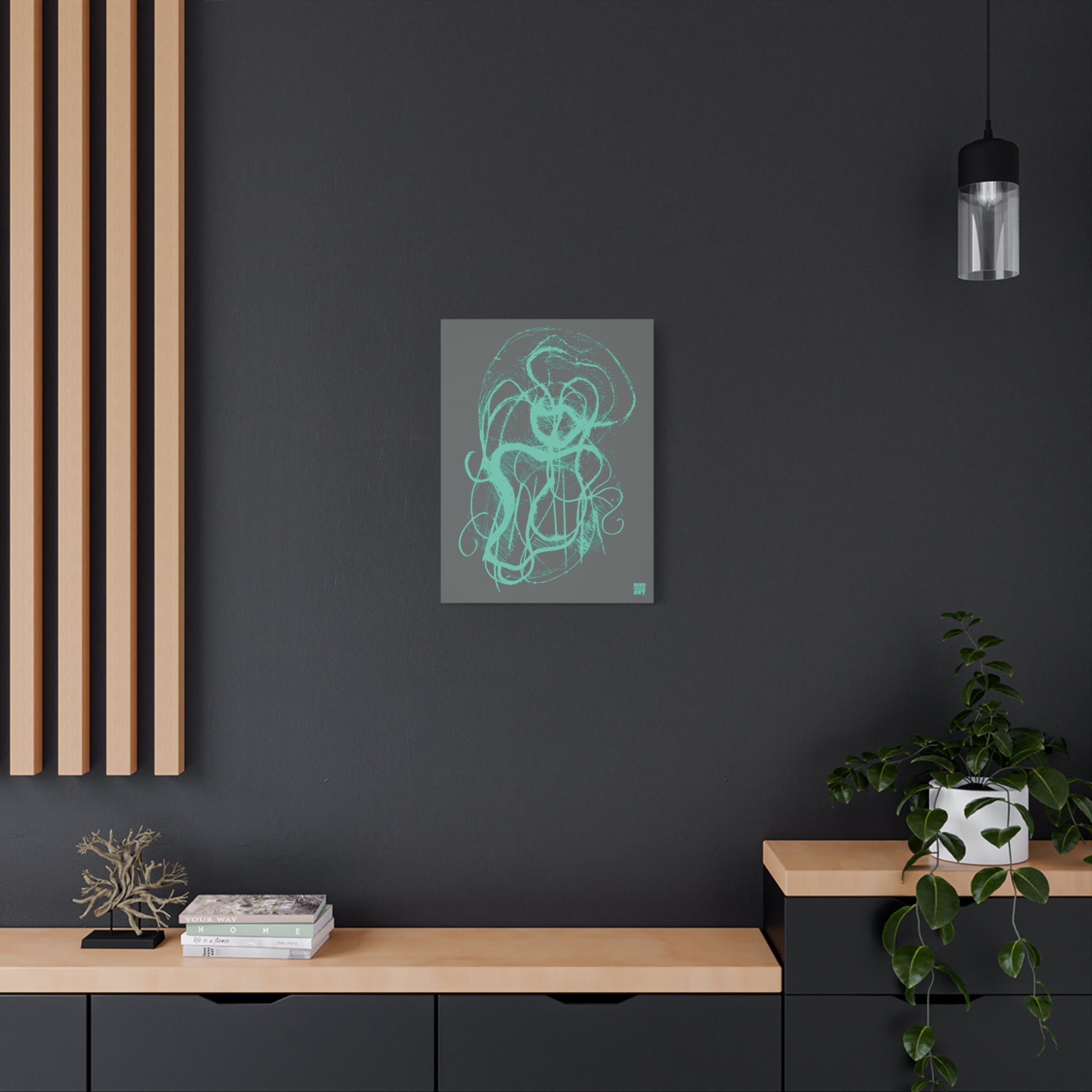 Davy Jones (Teal, Dark Gray Background) Matte Canvas, Stretched, 1.25"
