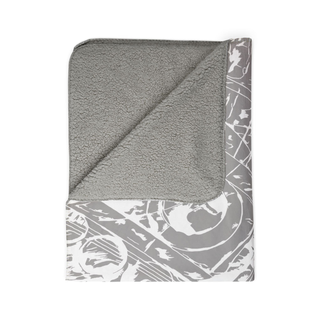 Love (White, Mirror, Gray Background) Fleece Sherpa Blanket