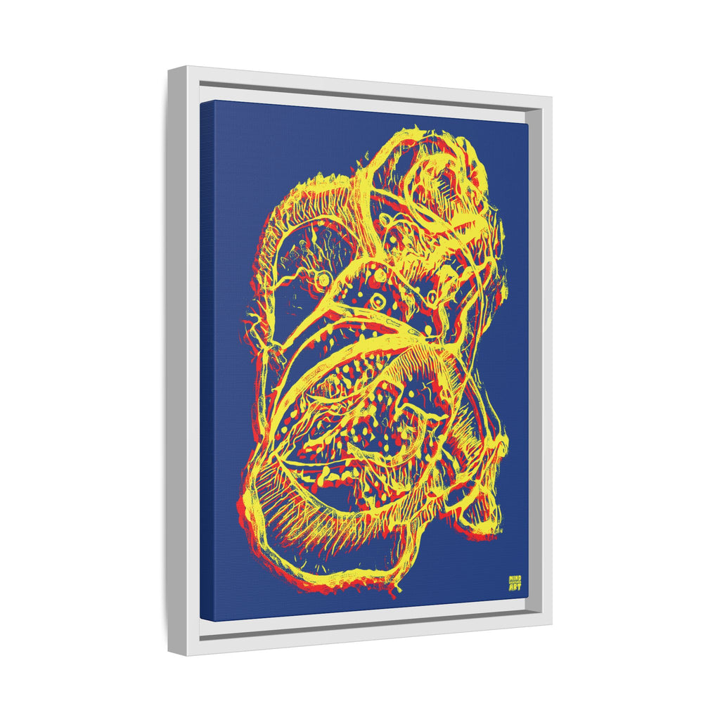 Exploration (Blur, Red & Yellow, Dark Blue Background) Matte Canvas, Framed