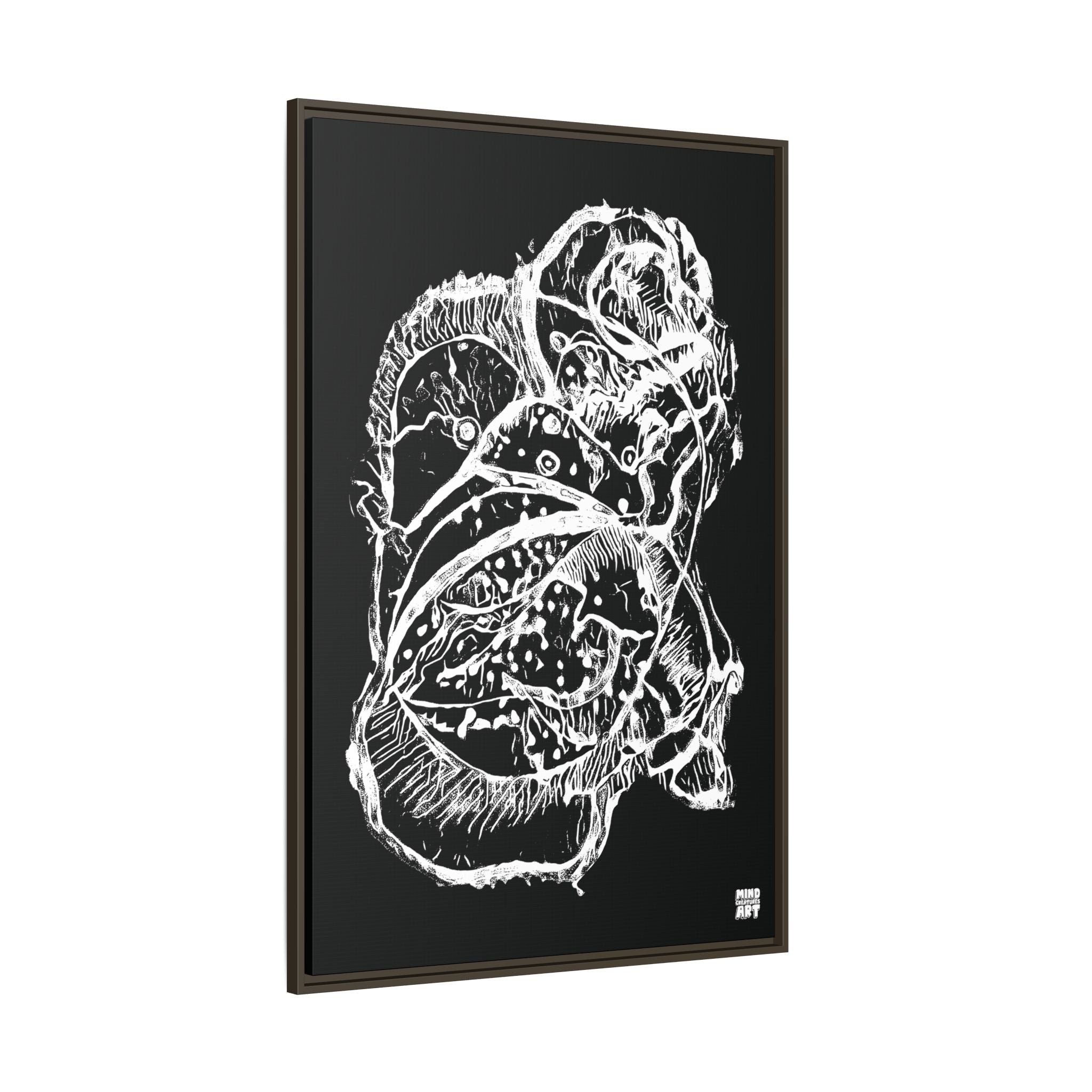 Exploration (White, Black Background) Matte Canvas, Framed