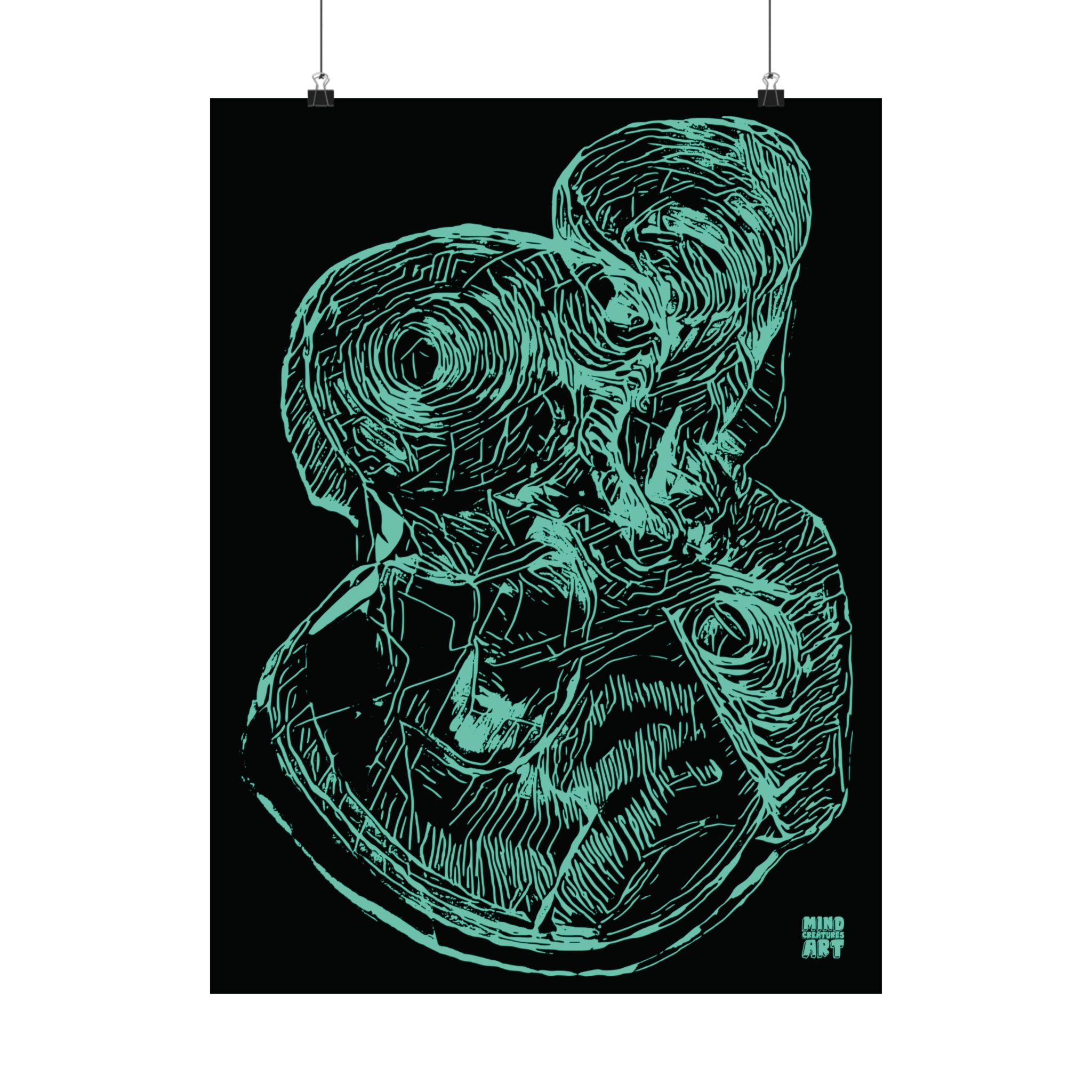 Curiosity (Teal, Black Background) Fine Art Poster