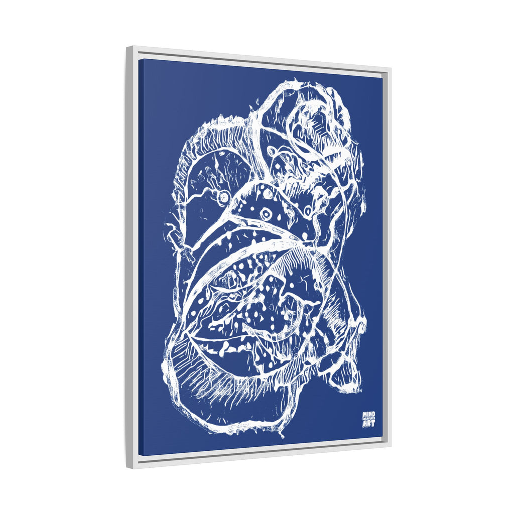 Exploration (White, Dark Blue Background) Matte Canvas, Framed