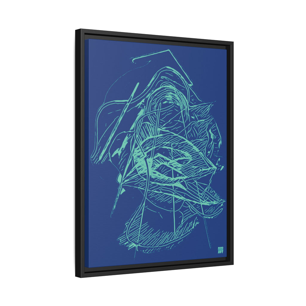 Dive Reflex (Teal, Dark Blue Background) Matte Canvas, Framed