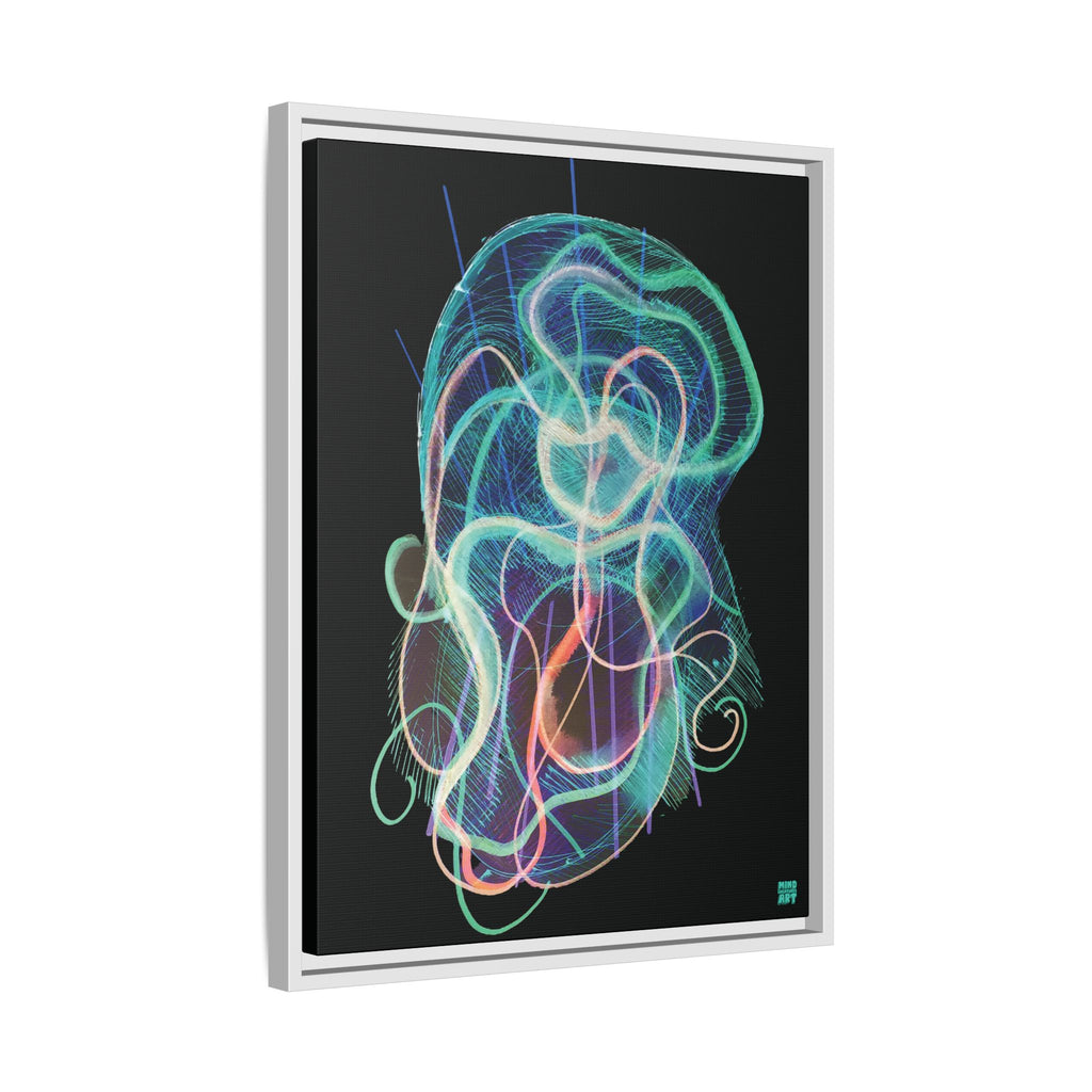 Davy Jones (Electric Teal, Black Background) Matte Canvas, Framed