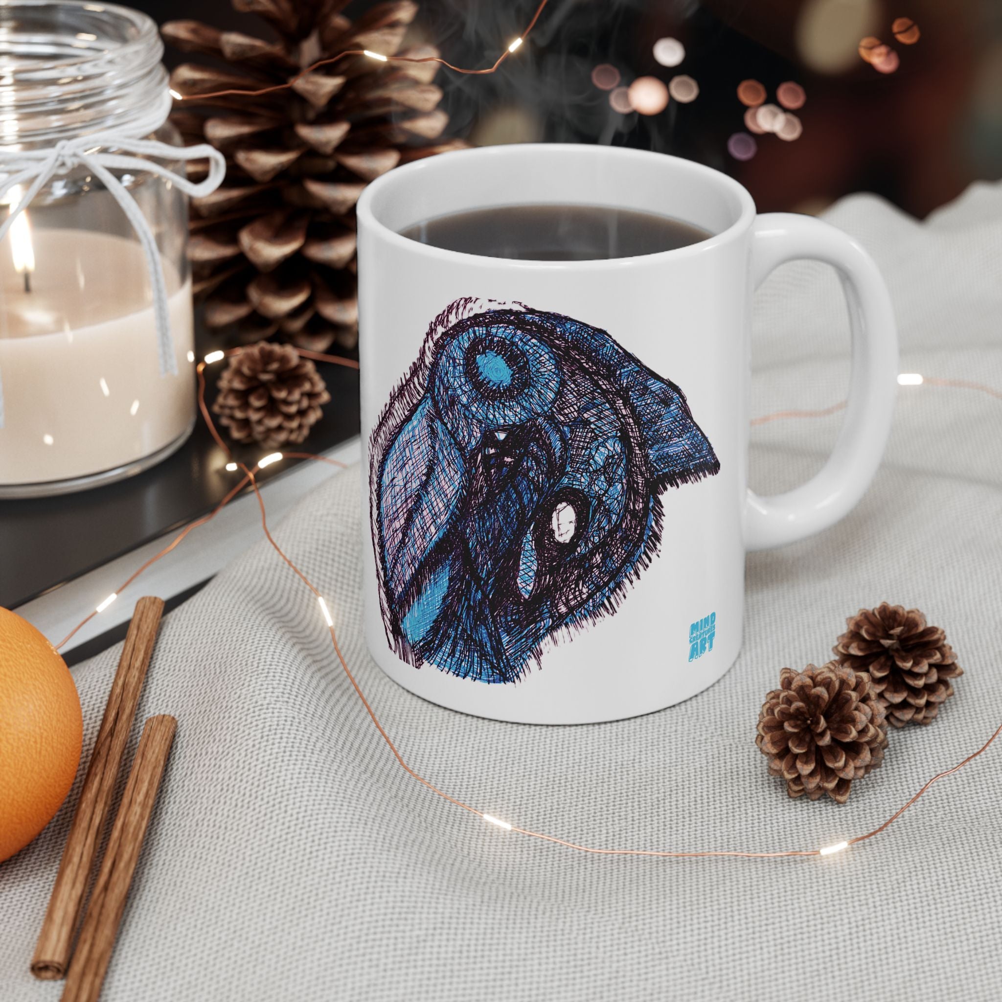 Who Are You? (Blue) White Ceramic Mug, (11oz, 15oz)