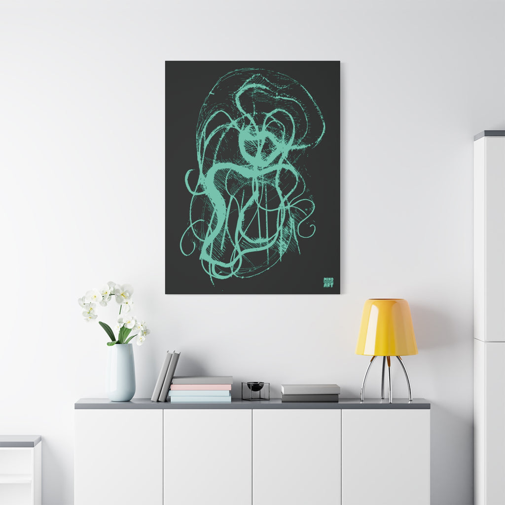 Davy Jones (Teal, Black Background) Matte Canvas, Stretched, 1.25"