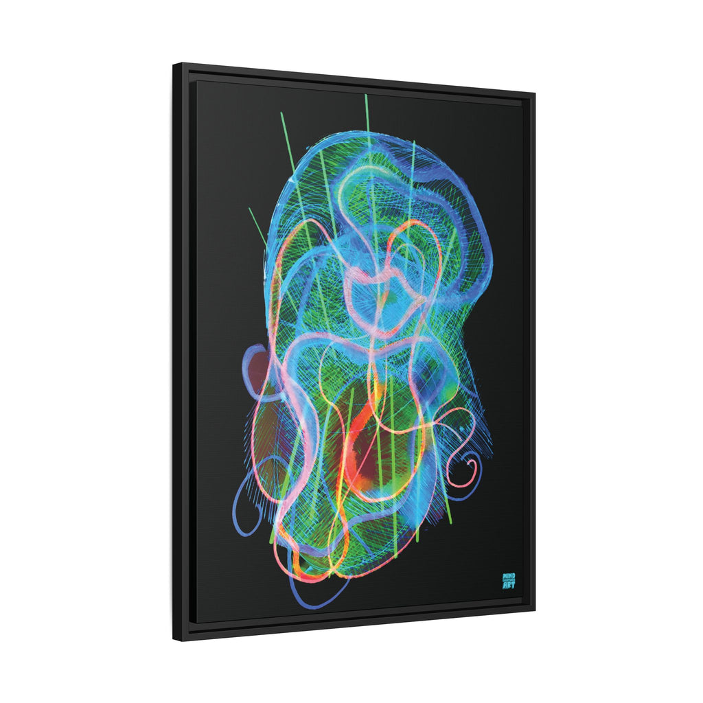 Davy Jones (Electric Blue & Green, Black Background) Matte Canvas, Framed