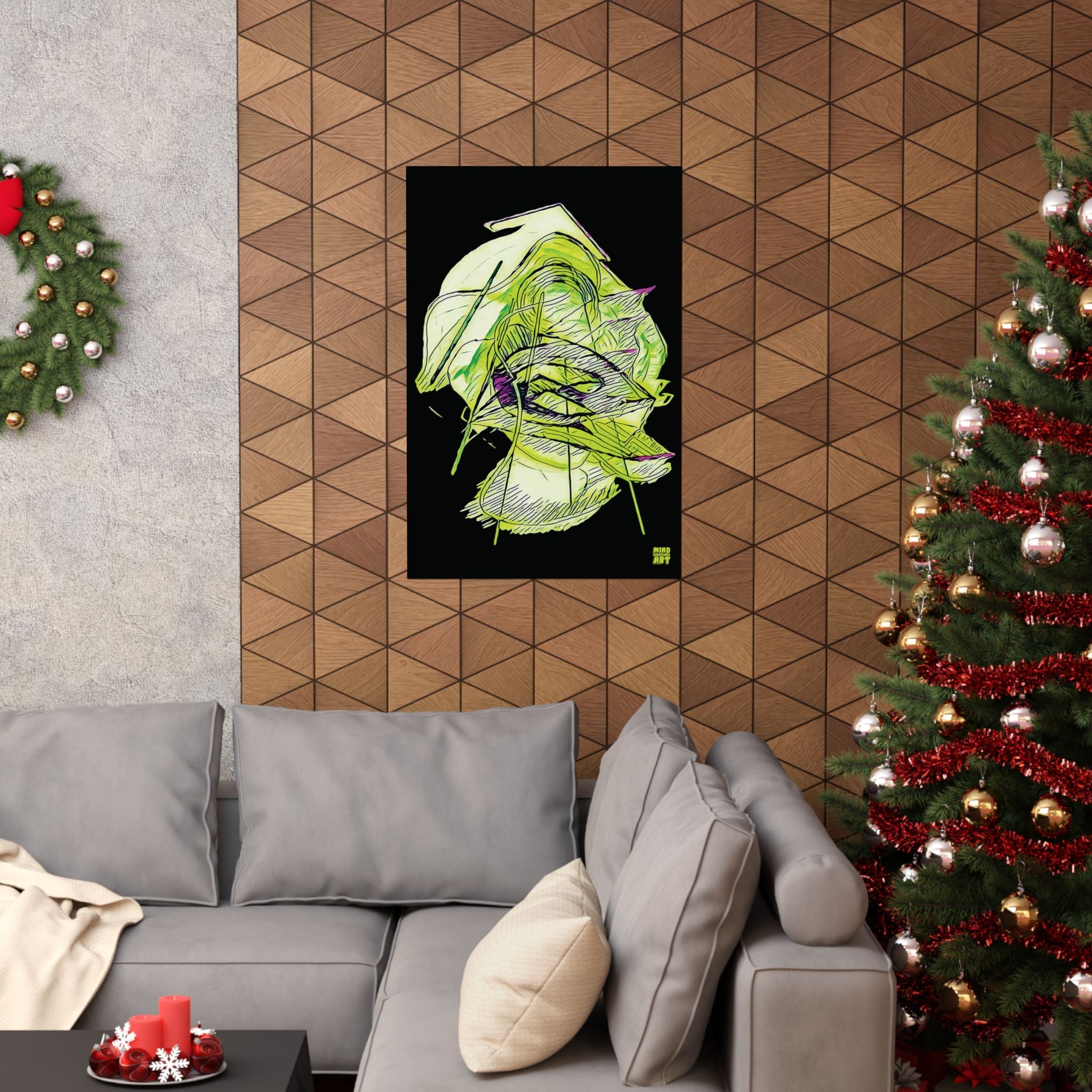 Dive Reflex (Lime, Black Background) Matte Poster