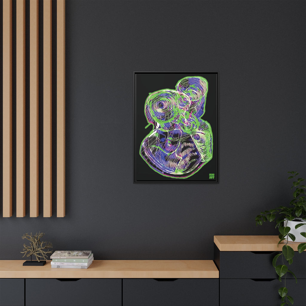 Curiosity (Electric Green, Black Background) Matte Canvas, Framed