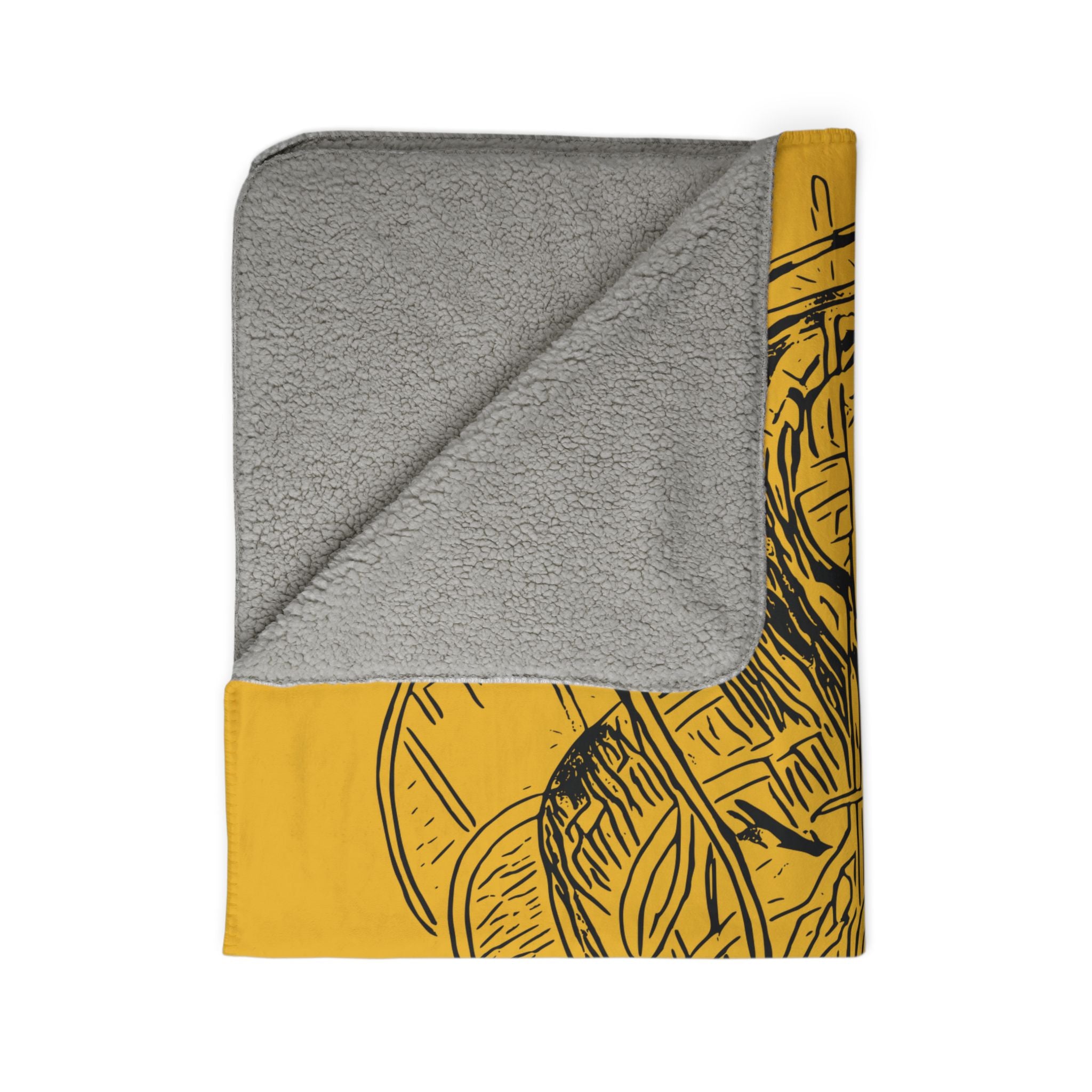 Jelly Jam (Black, Yellow Background) Fleece Sherpa Blanket