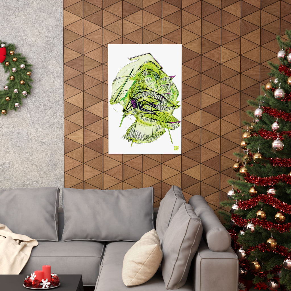 Dive Reflex (Lime, White Background) Matte Poster