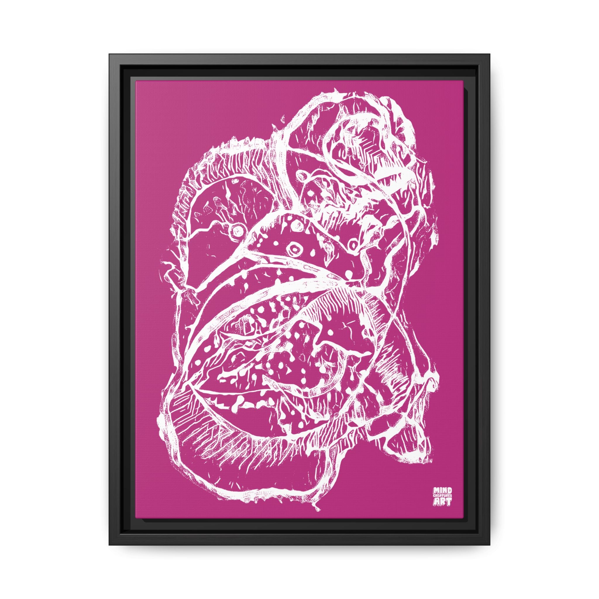 Exploration (White, Pink Background) Matte Canvas, Framed