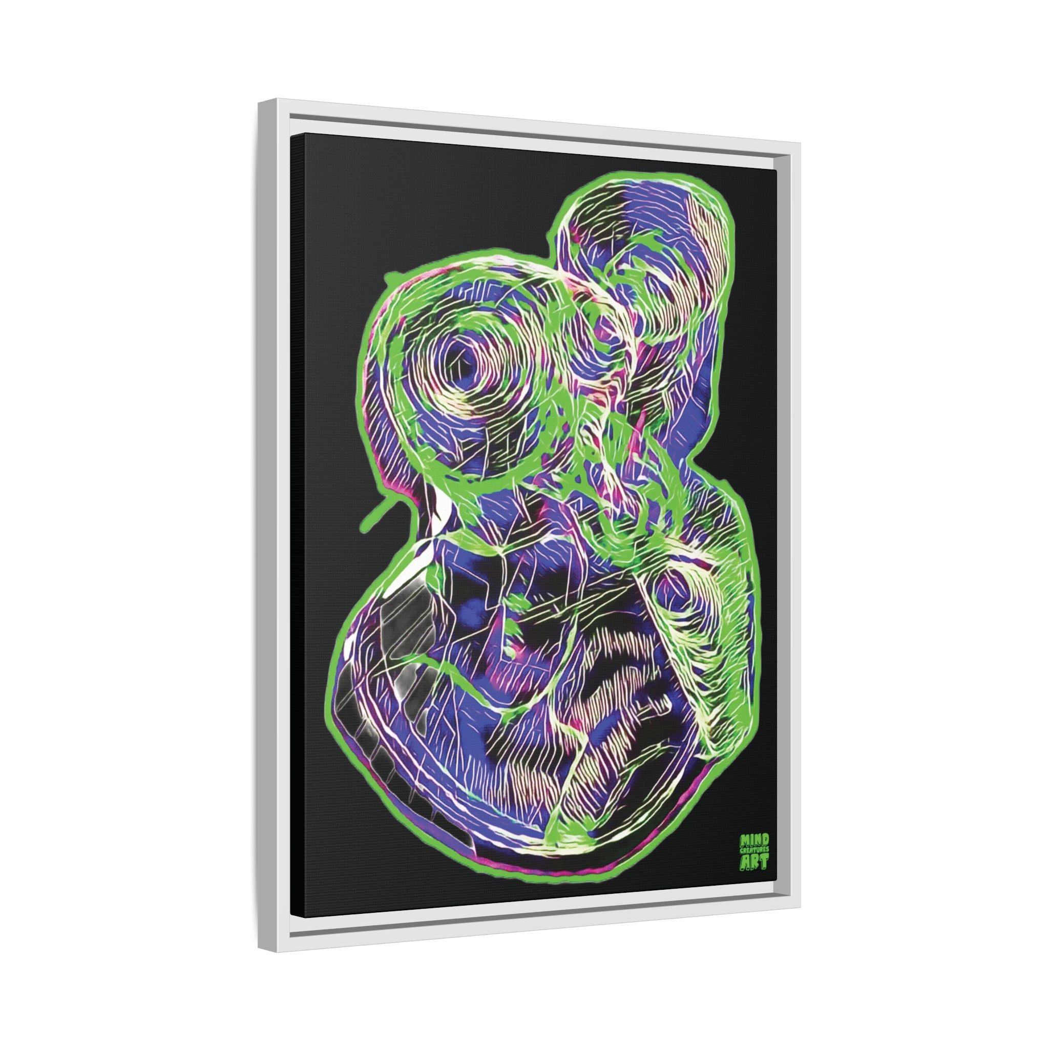 Curiosity (Electric Green, Black Background) Matte Canvas, Framed