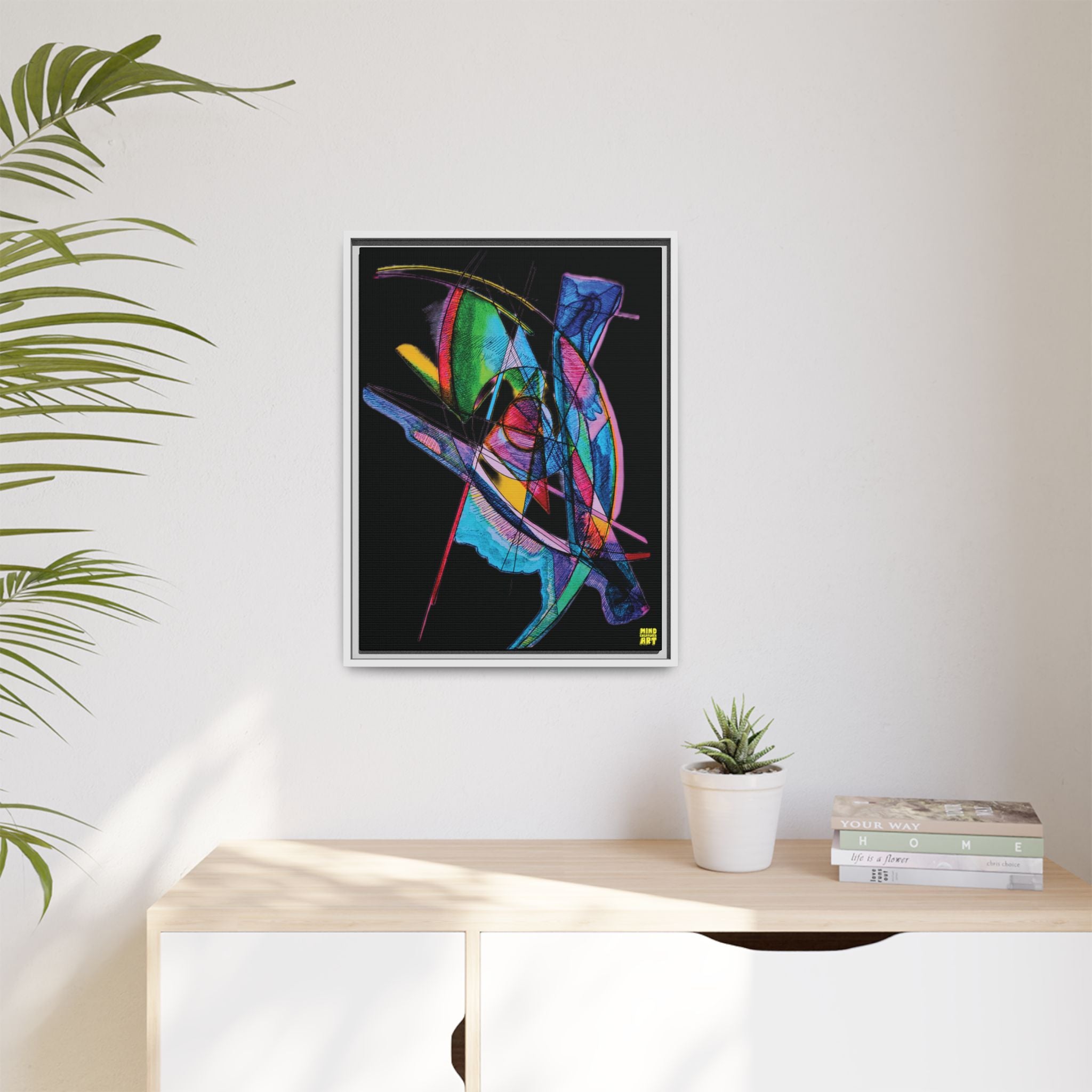 Watching (Black Background) Matte Canvas, Framed