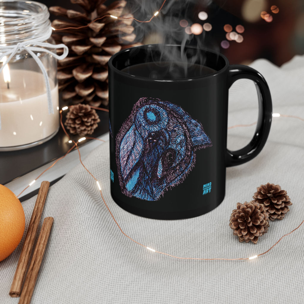 Who Are You? (Blue) Black Ceramic Mug (11oz, 15oz)