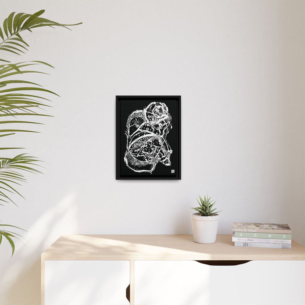 Exploration (White, Black Background) Matte Canvas, Framed