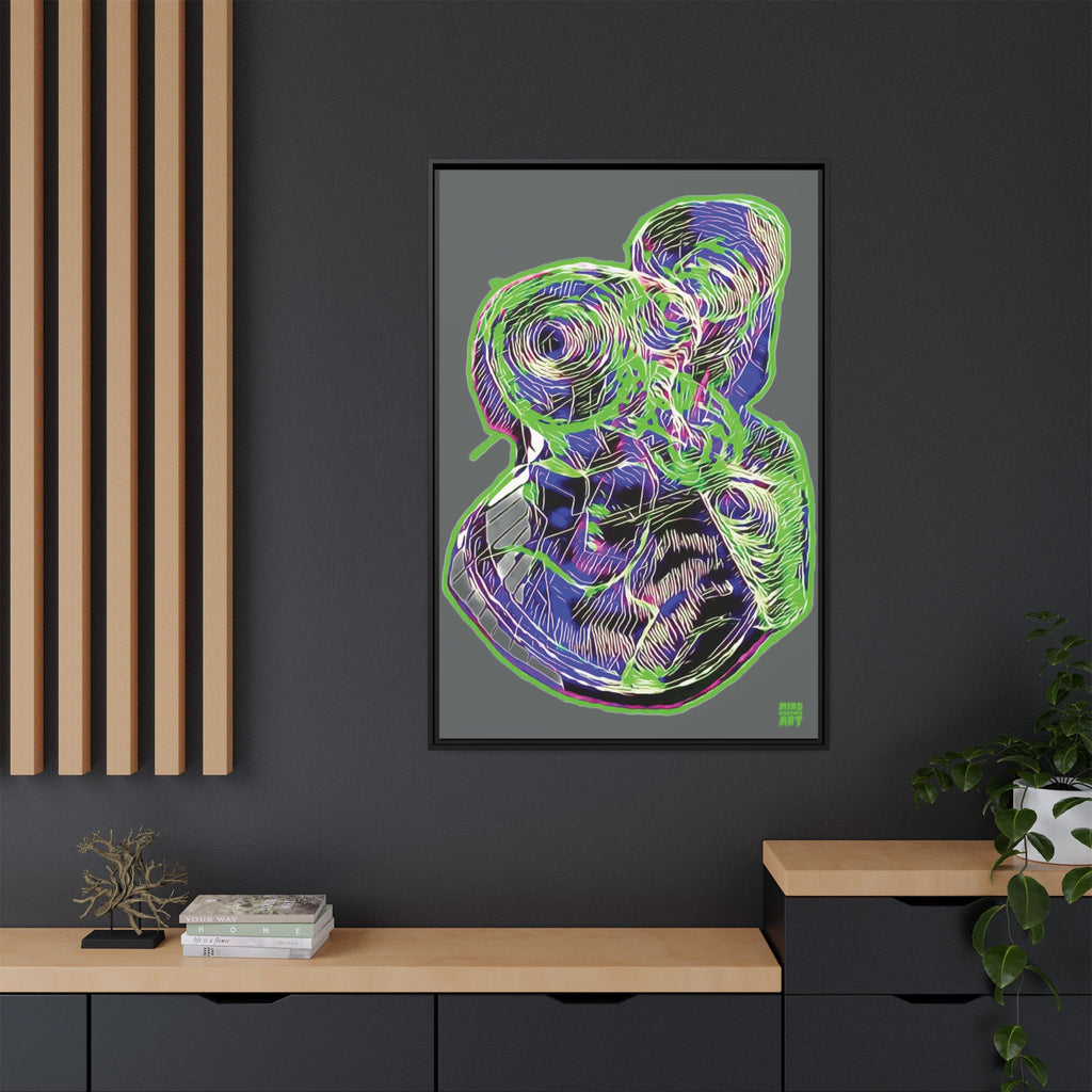 Curiosity (Electric Green, Dark Gray Background) Matte Canvas, Framed