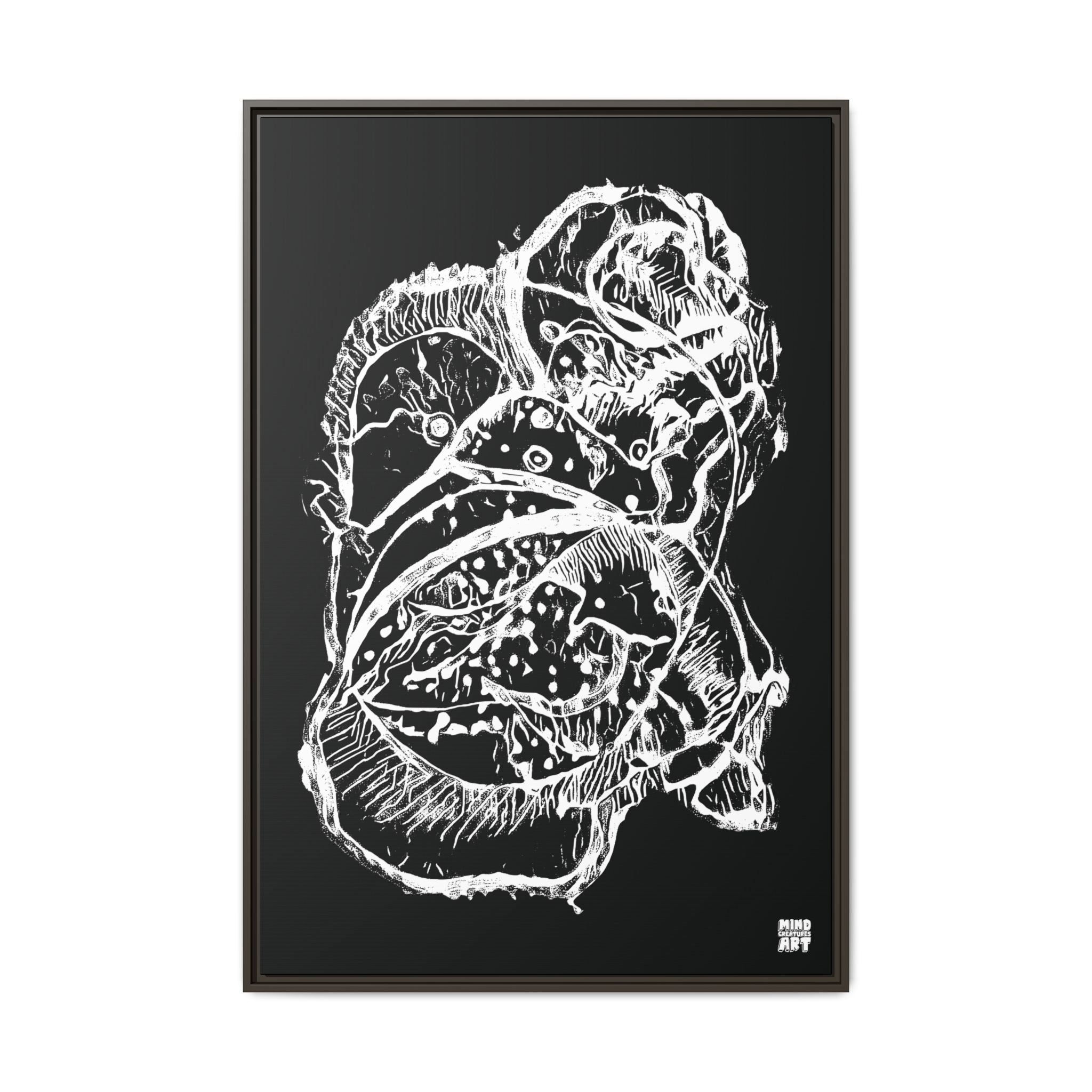 Exploration (White, Black Background) Matte Canvas, Framed