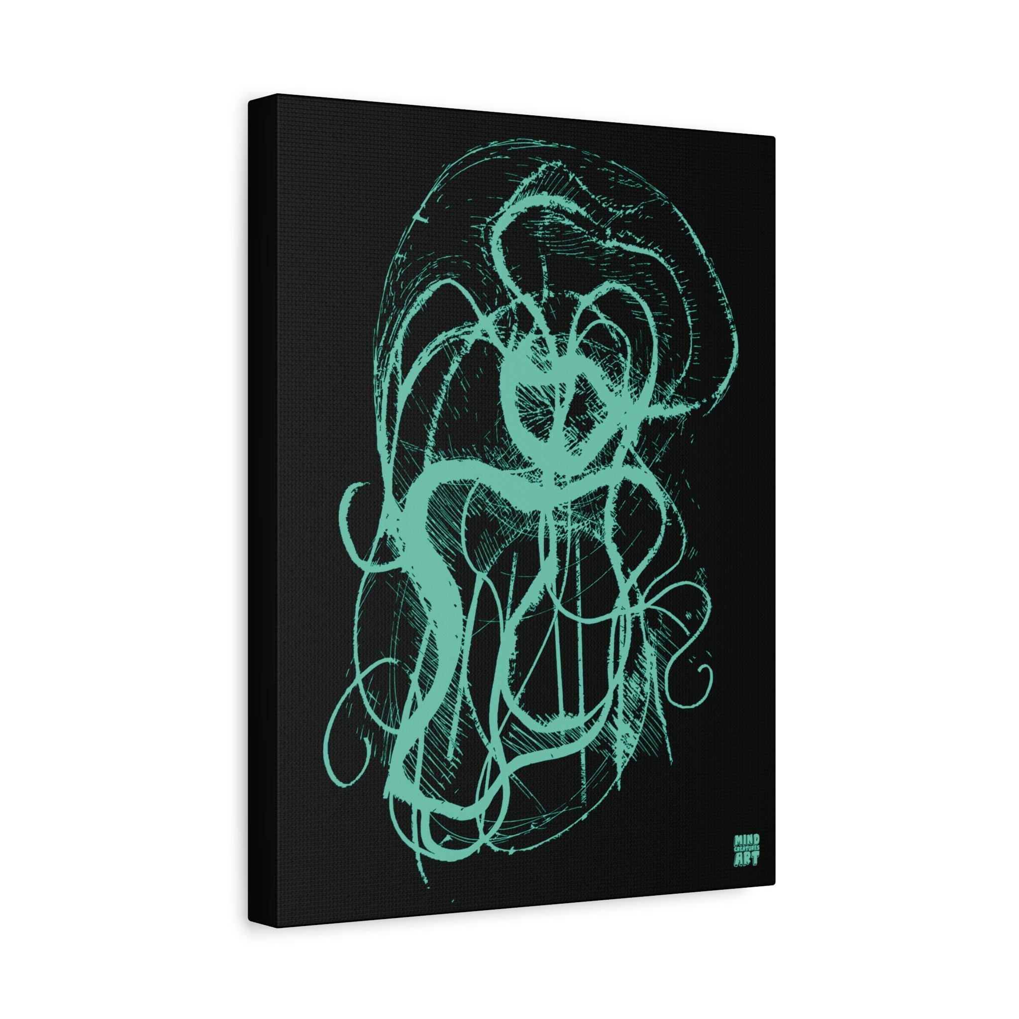 Davy Jones (Teal, Black Background) Matte Canvas, Stretched, 1.25"