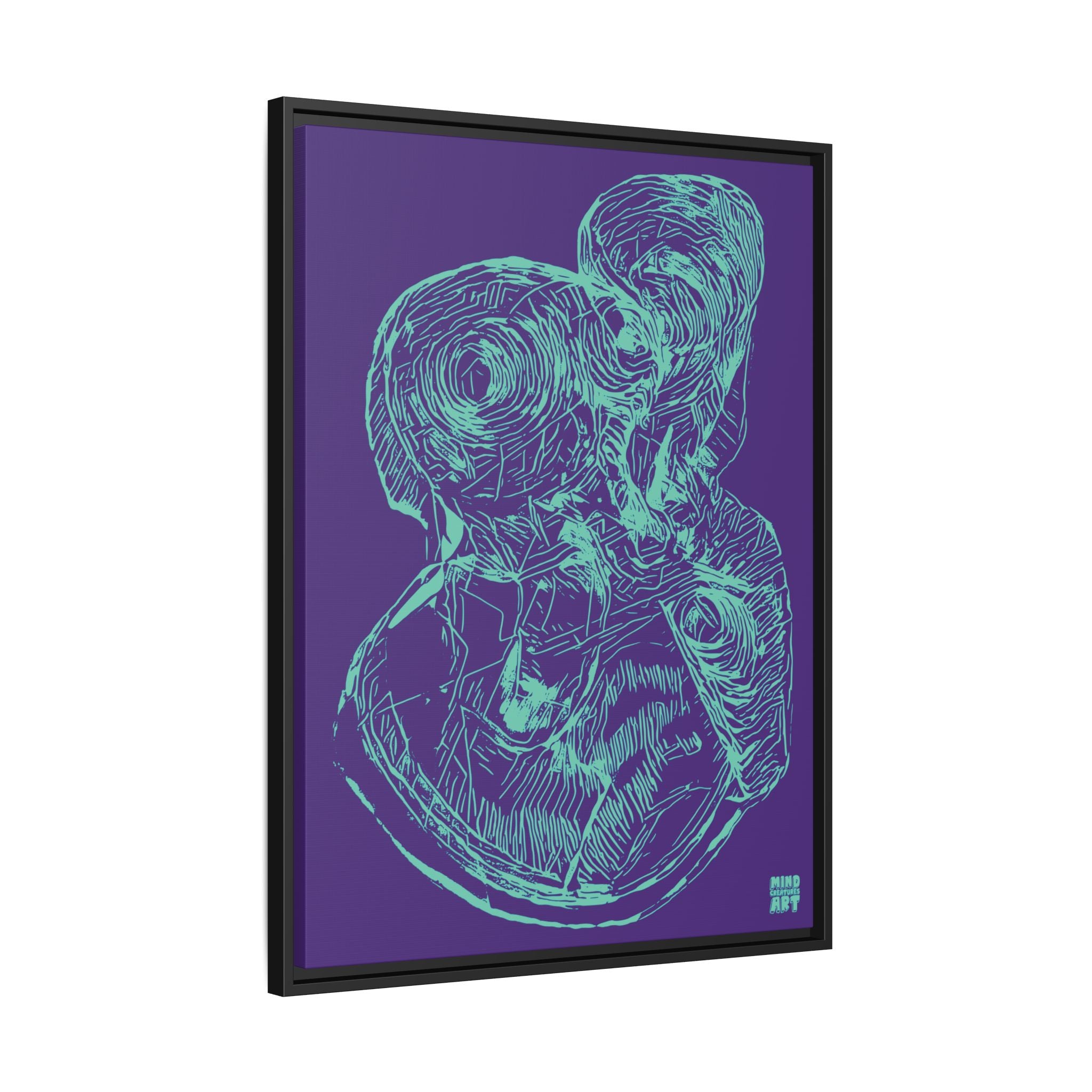 Curiosity (Teal, Purple Background) Matte Canvas, Framed