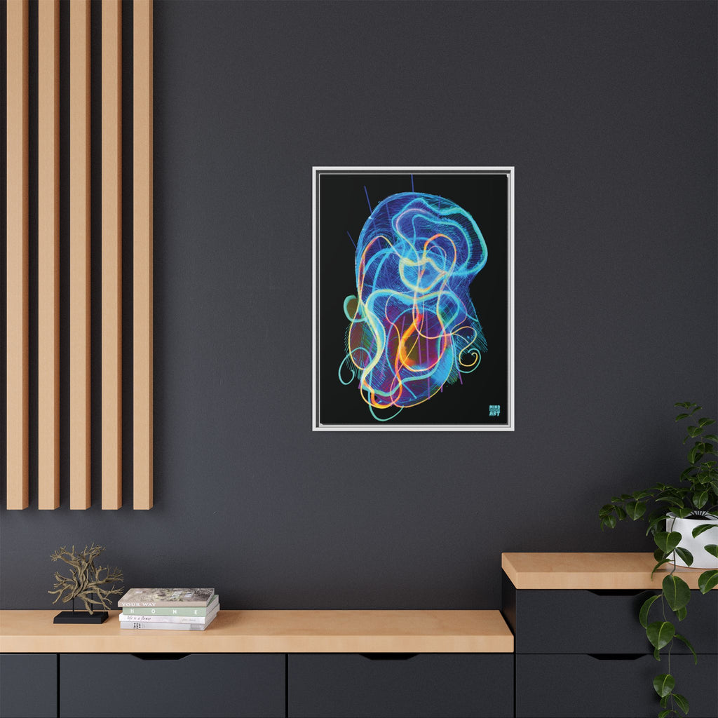 Davy Jones (Electric Blue, Black Background) Matte Canvas, Framed