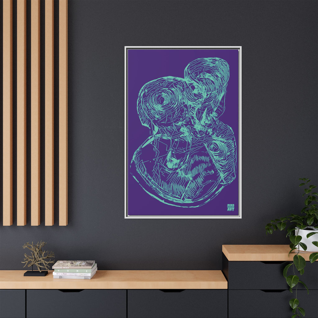 Curiosity (Teal, Purple Background) Matte Canvas, Framed