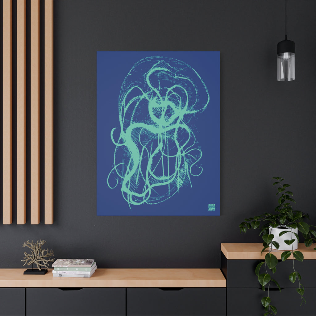 Davy Jones (Teal, Dark Blue Background) Matte Canvas, Stretched, 1.25"