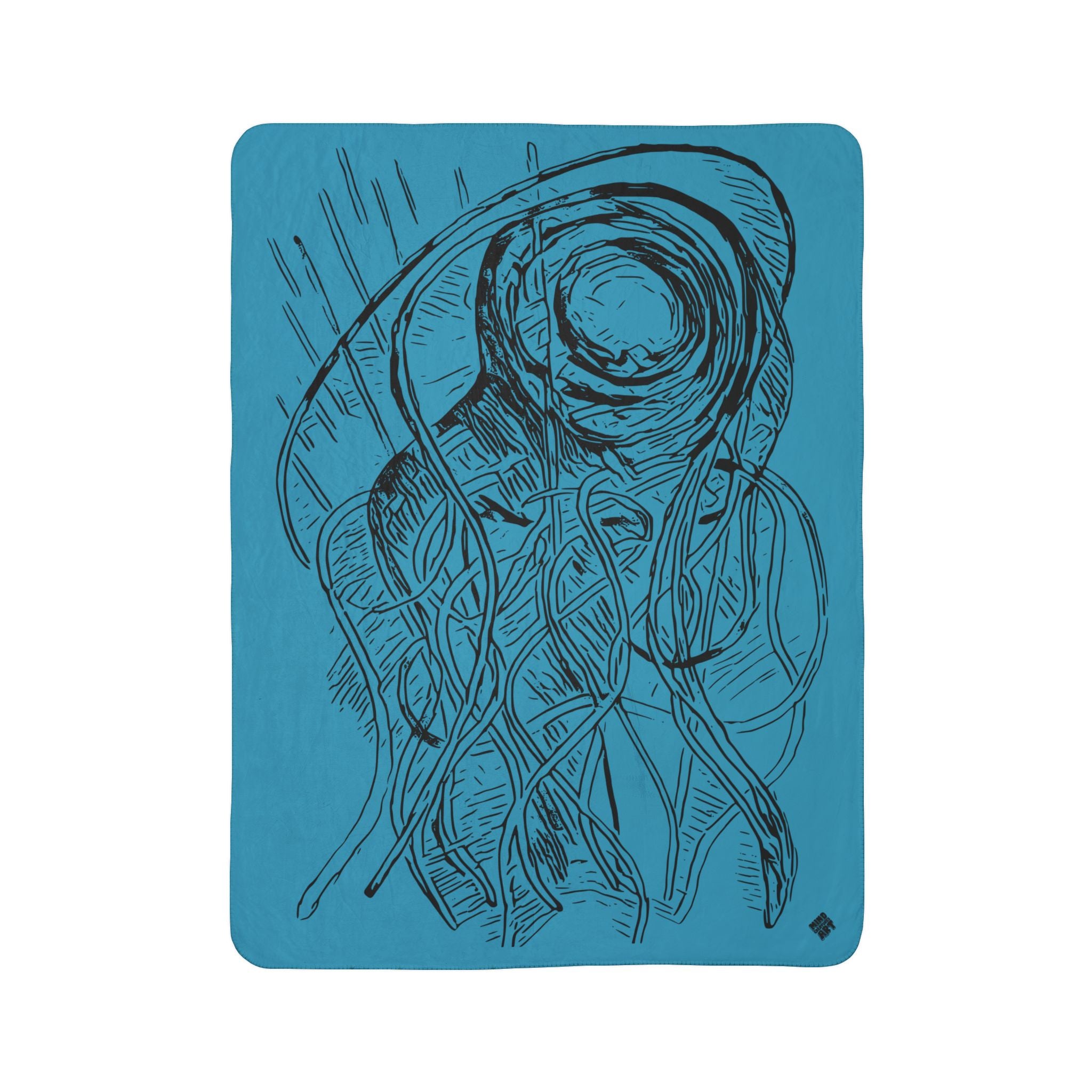 Jelly Jam (Black, Turquoise Background) Fleece Sherpa Blanket